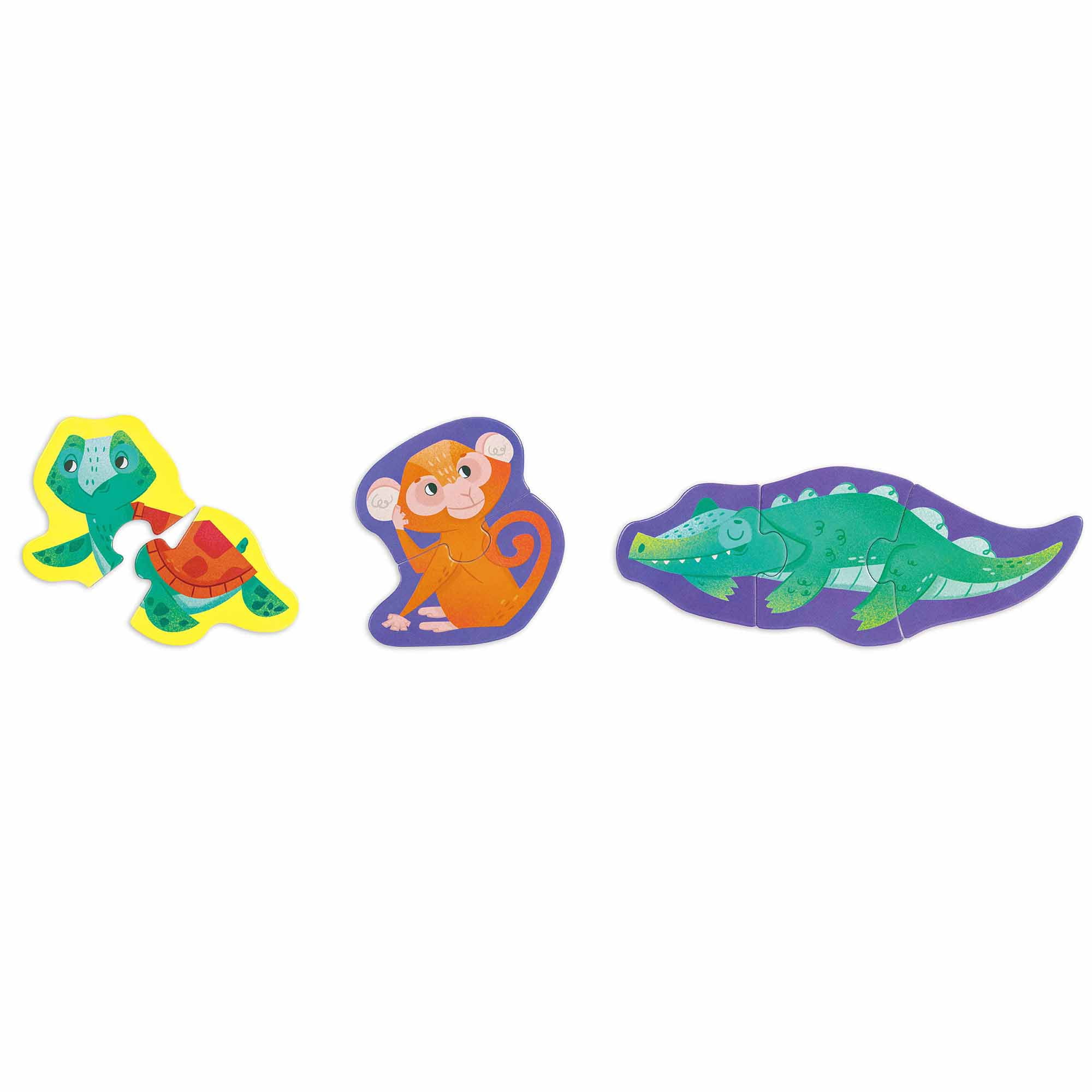 Hape: Jungle Friends Puzzle - 10 Mini Animal Shaped Puzzles, 2-6 Oversized Pieces Each, Colorful Design, Preschool Toy, Toddlers & Kids Ages 18mo+
