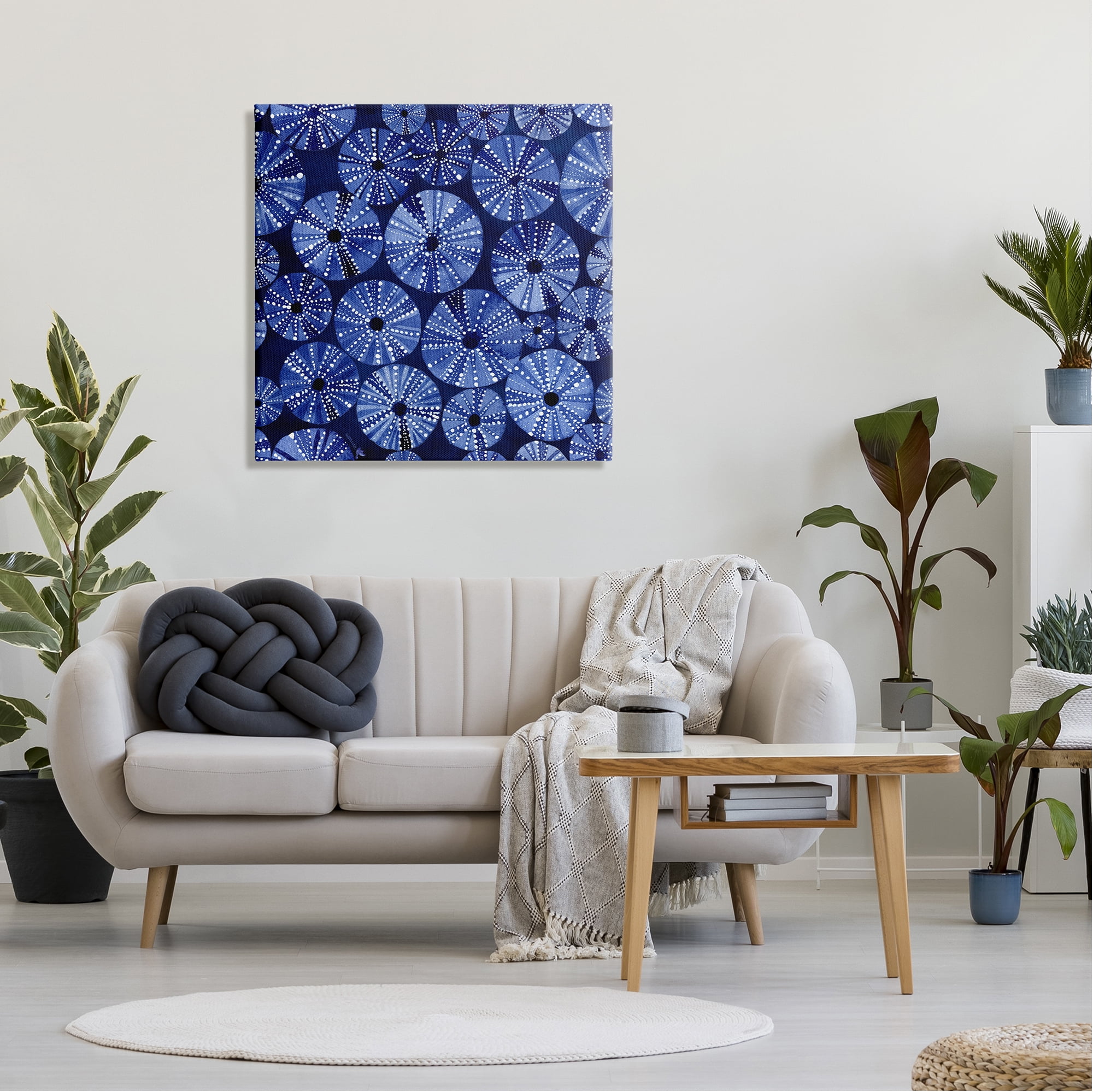 Stupell Industries Abstract Blue Sea Urchin Pattern Abstract Painting Gallery Wrapped Canvas Print Wall Art