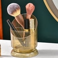 thumbnail image 5 of Makeup Brush Holder Organizer, Transparent Makeup Brush Storage Holder Cup with 3 Open Slot Compartments for Bathroom Counter Dresser Bedroom(Gold), 5 of 18