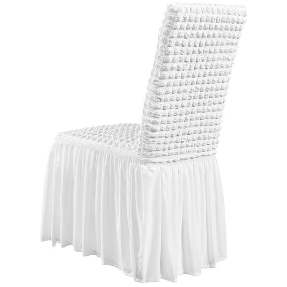 KFFKFF Stretchable Spandex Chair Covers, Universal Fit Chair Skirt Cover, Easy-to-Clean Protective Slipcovers, Ideal for Weddings, Holidays, Banquets, Parties, Dining Events (4 Pack, White)
