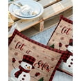 thumbnail image 2 of Pack of 2 Outdoor Pillow Covers, Christmas Sowman Vintage Wood Grain Waterproof Square Throw Pillowcase Cushion Decorative Pillow Covers for Couch Patio Tent, 20x20 in, 2 of 6