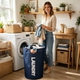 thumbnail image 5 of 90L Large Laundry Basket, Sturdy Freestanding Hamper, Spacious Washing Bin, Collapsible Laundry Bag with Anti-Wrinkle Fabric for Neat Appearance (Black), 5 of 6