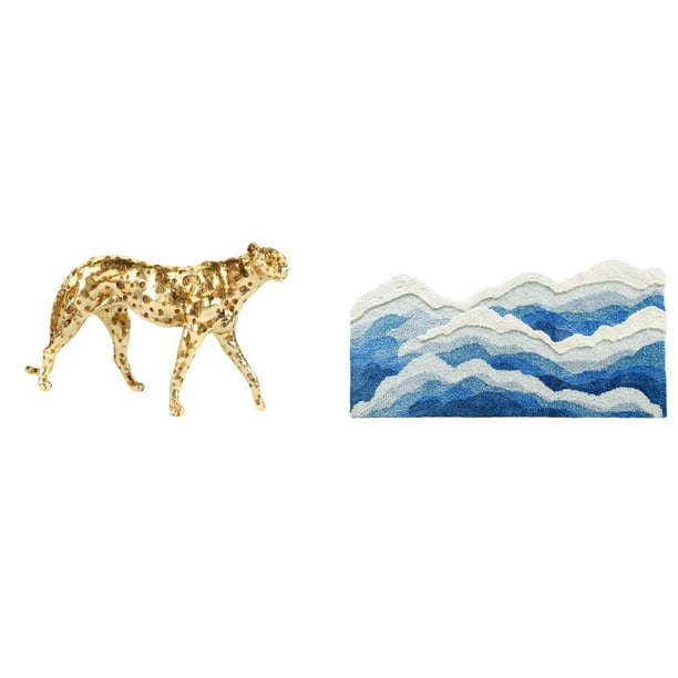 Figura de guepardo,Figura de guepardo dorado,adorno de escritorio moderno,Alfombra de área,Alfombra de área para sala de estar,dormitorio,alfombra ondulada flocada,Alfombra de baño Ocean Rug