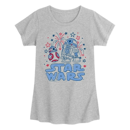 Star Wars – Americana BB8 R2D2 – Youth Girls Fitted Short Sleeve T-Shirt