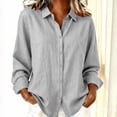 thumbnail image 2 of MEICHEN Women's Button Down Shirts Long Sleeve Button Down Shirts Vintage Solid Color Cotton and Linen Blouses Tops Tops for Women Trendy, 2 of 4