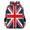 Black, variant on British Union Jack Flag Multi-Functional Backpack, 16" Waterproof Travel Casual Daypack with Reflective Strip, United Kingdom National Flag Work Laptop Backpack for Men Women