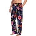 thumbnail image 3 of Kdxio Dancing Skeletons Floral Garden Print Men's Sleep Pajama Pant Lounge Pants with Pockets, 3 of 8