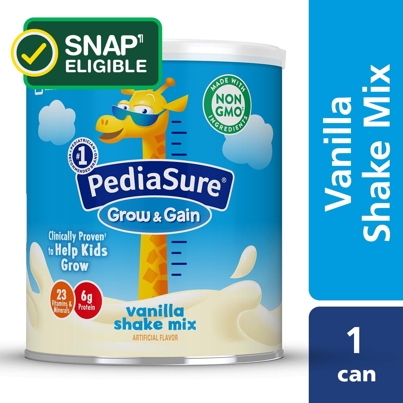PediaSure Grow & Gain Shake Mix Powder, Vanilla, 14.1 oz Canister