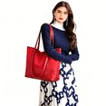 thumbnail image 2 of Tanyzvel Women’s Work Laptop Two Tone Tote Bag, Waterproof Nylon PU Wide Handle Zipper Office Handbag, 2 of 5