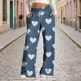 thumbnail image 1 of TaTaai Women Denim Print Wide Leg Pants Fashion Loose Casual Drawstring Waist with Pockets All Season Comfortable Daily Casual Outdoor Street Wear Gift, 1 of 6