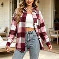 thumbnail image 3 of gbyLJF Women's Plaid Flannel Shirt Jackets Plaid Button Down Long Sleeve Cardigan Loose Fit Fall Collared Shirts, 3 of 7