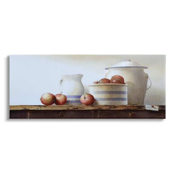 Stupell Industries Farmhouse Apples Still Life Food & Beverage Painting Gallery Wrapped Canvas Art Print Wall Art, 24 x 10