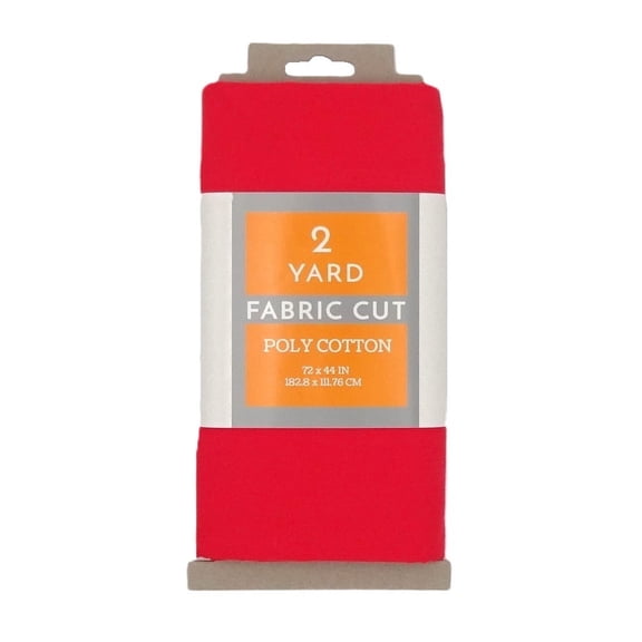 Shason Textile 2 Yard Cut Poly Cotton Fabric, Red, 44" Wide for Craft & Quilting Projects