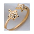 thumbnail image 5 of Fiaya Women Cute Turtle Starfish Asymmetric Small Open Rings, 1pc Women Dainty Animals Adjustable Knuckle Rings, Thin Tiny Finger Rings for Daughter Bff Birthday (Gold), 5 of 6