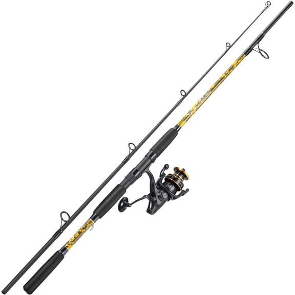 Spinning Rod Combo - MH Action Fishing Pole with Bait Feeder Reel for Catfish, Salmon, Steelhead Freshwater Saltwater Fishing- 7'0"/7'6"