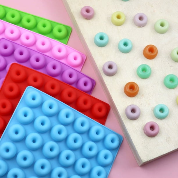 Molde de silicona para chocolate, molde para jabón hecho a mano, molde para pintura en grano de cera, 48 donas pequeñas