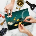 thumbnail image 5 of Space Cutting Board, Night Sky on Mountain Range Forest Crescent Moon Star Cosmic Infinity Astral Graphic, Decorative Tempered Glass Cutting and Serving Board, Small Size, Teal Black, by Ambesonne, 5 of 5