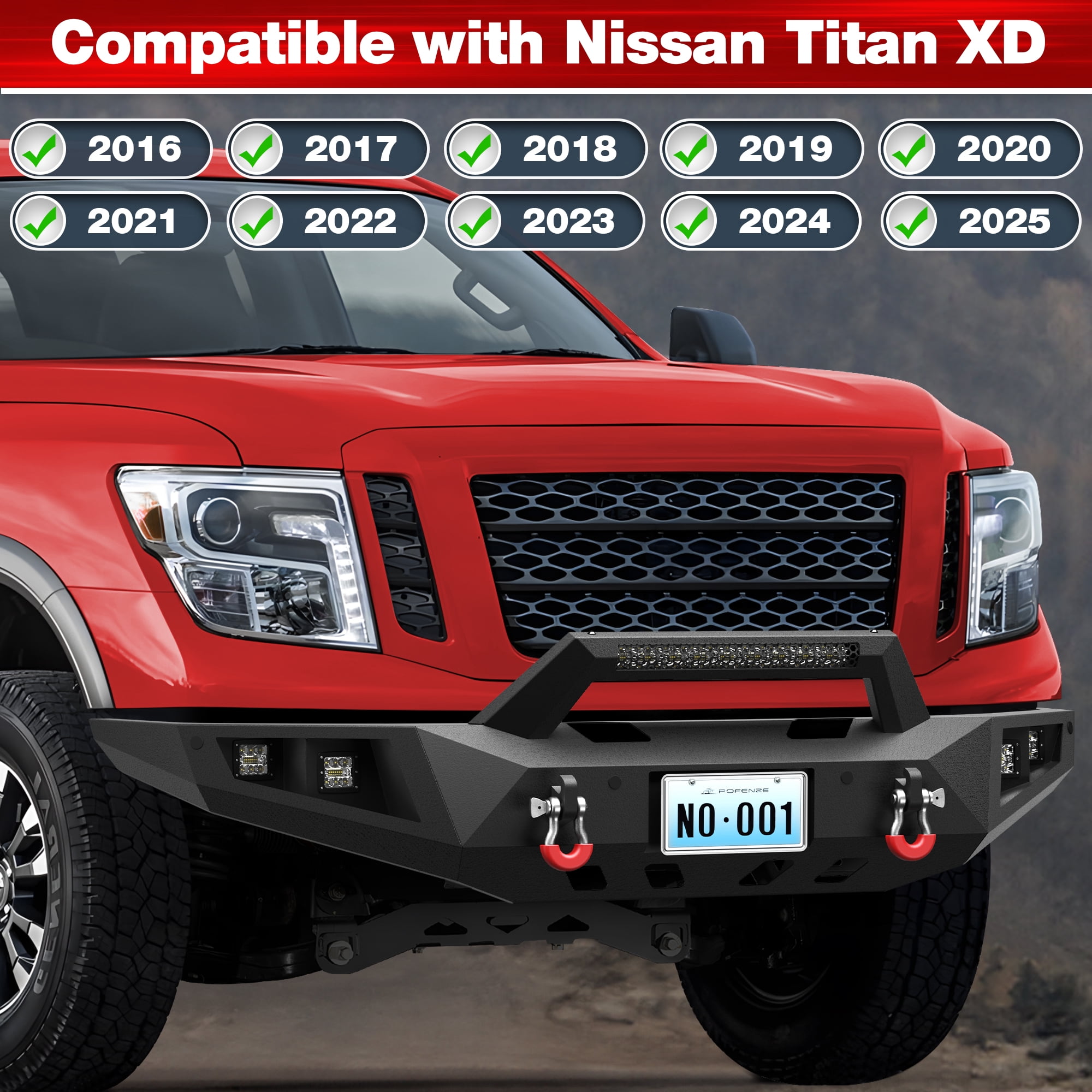 POFENZE Front Bumper for 2016-2024 Nissan Titan XD only
