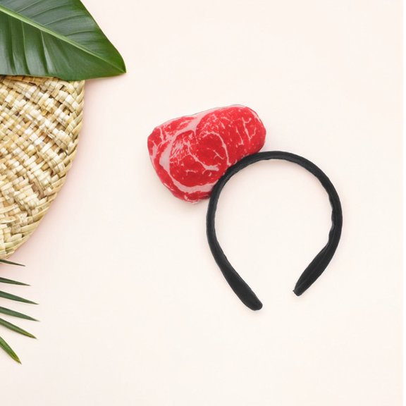 FRCOLOR 2pcs Funny Meat Headband Cosplay Fake Food Headwear Party Festival Halloween Unique Meat Hair Band For Photo Prop Role Play Dress Up