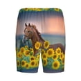 thumbnail image 5 of Naloa Horse Sunflowers Men's Short Pajama Pants, Lounge Comfort Shorts with Elasticized Waistband and Side Pockets - Small, 5 of 9