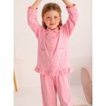 thumbnail image 5 of Usaibhir Toddler Kids Baby Girl Solid Pjs Ruffle Long Sleeve Button Shirt Top and Pants Cotton 2Piece Pajamas Set 18M-6T, 5 of 11