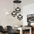 thumbnail image 3 of Laklulu Lámpara De Suspensión Led 3 Lámparas Cubo Cuadrado Metal Diseño Industrial Iluminación Iluminación De Techo Sala De Estar Cocina Pasillo Negro, 3 of 6