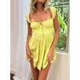 thumbnail image 3 of Coduop Women Floral Spaghetti Straps Sundress Lace Backless Beach Mini Short Dresses, 3 of 6