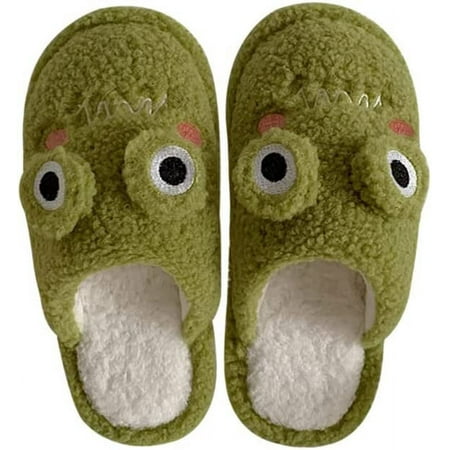 

CoCopeanut Fluffy Frog Slides for Women Soft Sandals Cute Plush House Slippers Indoor Outdoor 2022 Winter