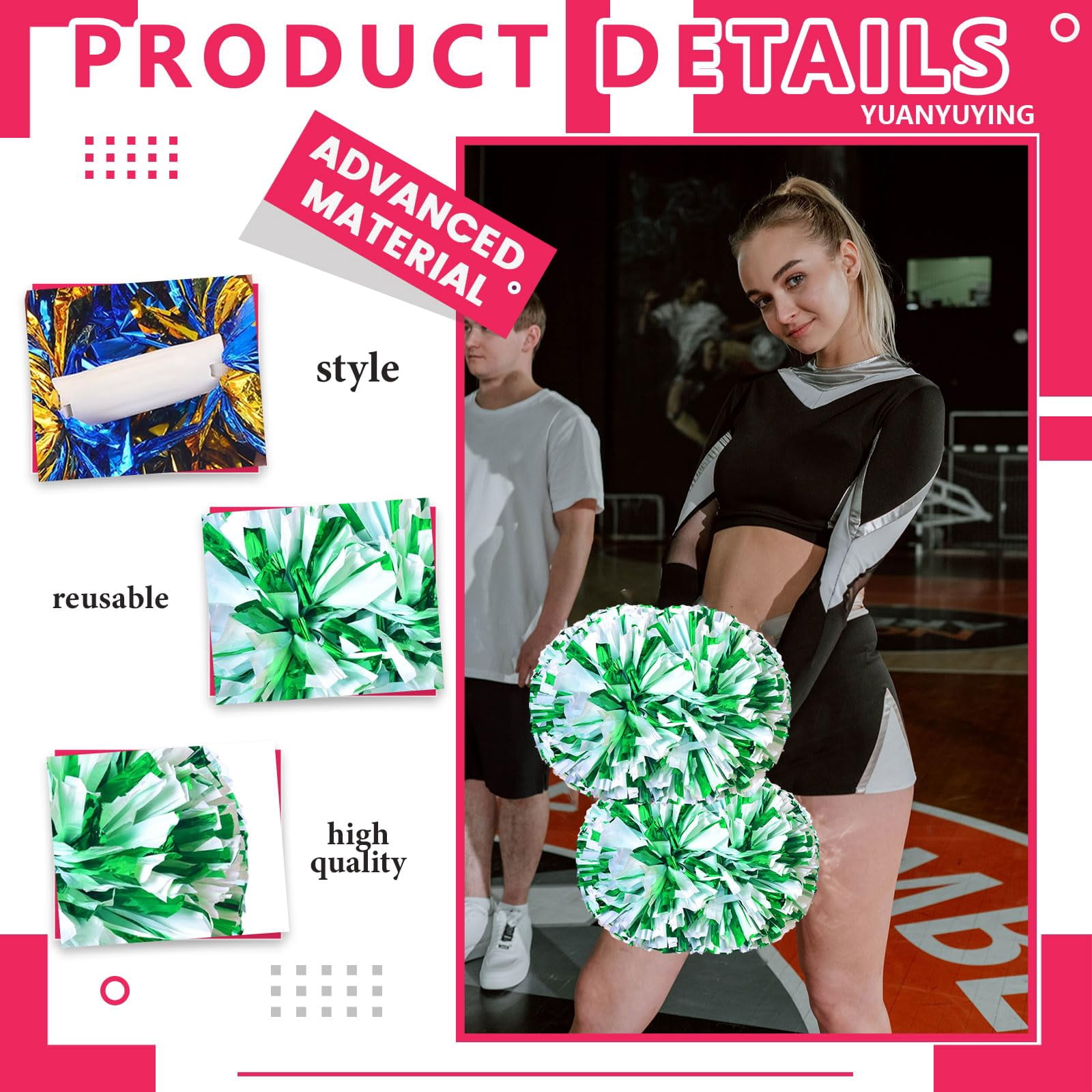 14 Pcs Cheerleading poms,pom poms Cheerleading with Handle Style Cheer Pom Pomsfor Dance, Matches, Team Spirit Sports