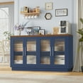 thumbnail image 4 of Homfa 55.1"W Modern Sideboard Buffet with Fluted Glass Doors, Accent Cabinet Console Table TV Stand, Blue & Brown, 4 of 7