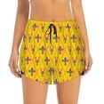 thumbnail image 2 of Xecao's Mardi Gras Crayfish and Fleur de lis for a double-layer running short for women, perfect for gym, tennis, and more, featuring a convenient pocket., 2 of 9