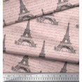 thumbnail image 2 of Soimoi Pink Viscose Chiffon Fabric Text & Eiffel Tower Architectural Print Fabric by the Yard 42 Inch Wide, 2 of 3