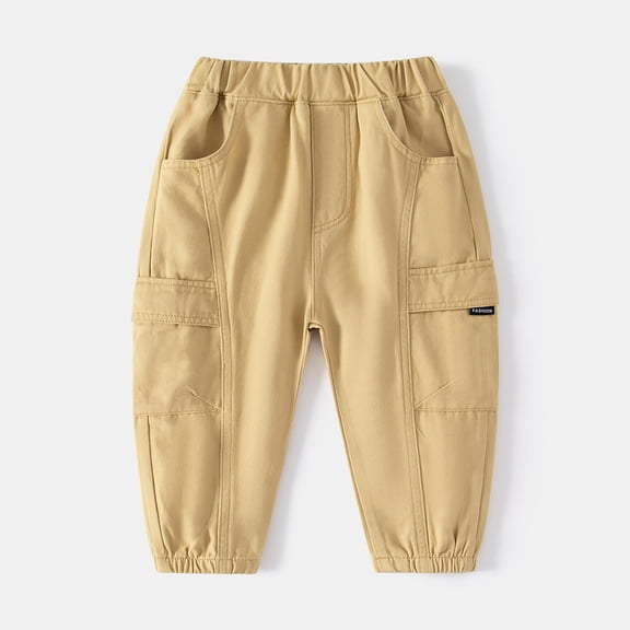 Toddler Joggers Cargo Sweatpants Elastic Waist Straight Baby Boys Long Pants Fall Lightweight Trousers with Pockets 