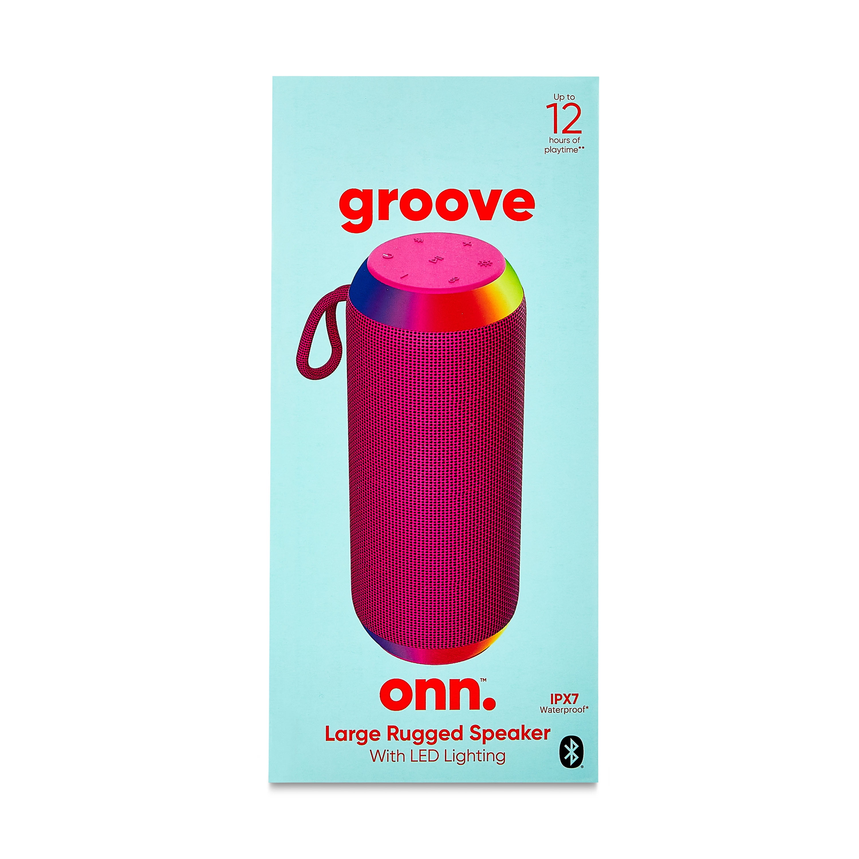 onn. Large Rugged Bluetooth Portable Speaker with LED Lighting, Pink, AAPNK100081914  (图3)
