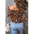 thumbnail image 1 of ABPHQTO Top negro con hombros descubiertos y estampado floral para mujer, 1 of 5