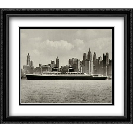 Ss Black Wood - SS United States 1953 2x Matted 32x28 Large Black Ornate Framed Art Print