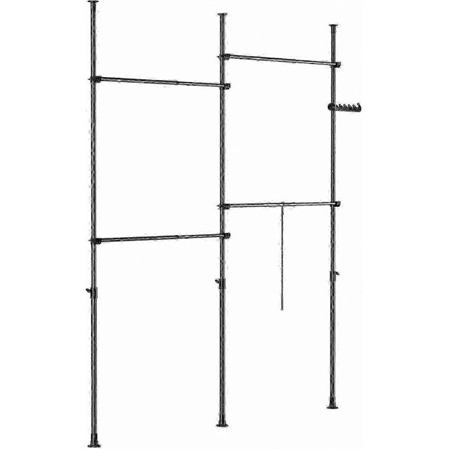 Adjustable Freestanding Wardrobe Rack, Heavy Duty Clothing Rail for Bedroom Use, Durable Garment Stand with Telescopic Design