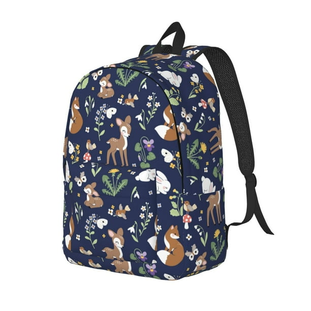 Balery Animals And Wildflowers Mochila Clásica Impresa Básica para Viaje, Mochila Escolar Resistente al Agua, Mochila de Lona con Correas Ajustables-Small