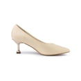 thumbnail image 3 of BLISSFUL STEP Women's Dress Pumps Pointed Toe Stiletto Heel Slip On Mid Heel Shoes Beige 7.5, 3 of 8