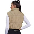 thumbnail image 3 of Solid Color High Waist Zipper Jacket Sleeve Vest Fashion Casual Short Top Vest, 3 of 5