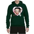 thumbnail image 2 of Wild Bobby, Betty Boop Heart Blowing Kiss Dog Betty Boop Unisex Hoodie Sweatshirt, Forest Green, Medium, 2 of 5