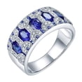 thumbnail image 2 of 14k Solid White Gold Diamond Engagement Stackable Band Ring with Natural Oval Sapphire, Emerald, Ruby Gemstone Wedding Rings for Women, 2 of 3