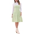 thumbnail image 1 of Vestido de Tweed INSPIRE CHIC sin mangas con escote cuadrado, vestido de corte A en cuadros, overall en color verde para mujer, 1 of 5
