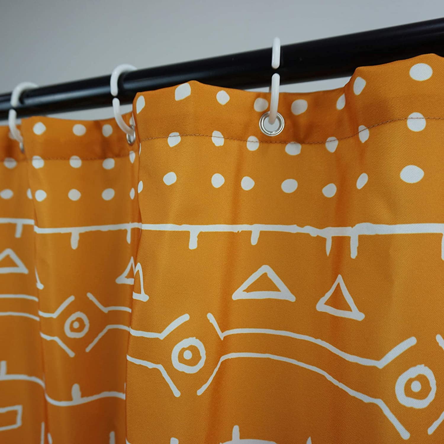 Mudcloth Stall Shower Curtain Yellow 36-Inch Ethnic African Boho Small Fabric Bathroom Shower Curtain Sets Mud Cloth Decor, Heavy Weighted & Waterproof (Yellow, 36 x 72)