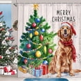 thumbnail image 3 of Winter Christmas Shower Curtain, Christmas Tree Christmas Cute Dog Holiday Scene Cute Shower Curtains for Bathroom, Winter Rustic Forest Bathroom Curtain, Shower Curtain Sets with Hooks 70X70IN, 3 of 3