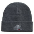 thumbnail image 5 of Spider Web Embroidered Big Size Acrylic Long Beanie - Heather Marled XL-3XL, 5 of 5
