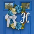 thumbnail image 1 of Corona de Hortensia Azul, decoración de puerta principal, temporada de flores de verano, 14.7 pulgadas, 1 of 8