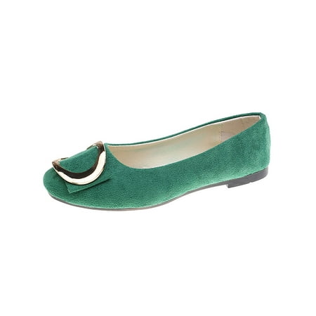

Lacyhop Womens Flat Shoes Comfort Casual Shoe Slip On Flats Formal Lightweight Pumps Breathable Square Toe Green 9