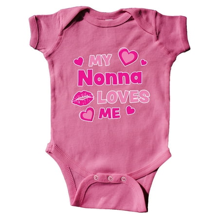 

Inktastic Valentine s Day My Nonna Loves Me Hearts and Lips Gift Baby Boy or Baby Girl Bodysuit