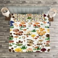 thumbnail image 3 of Ambesonne Nature Quilted Bedspread Set 3 Pcs, Mushrooms Wild Nature Print, King Size, Multicolor, 3 of 3
